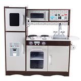 Kitchen Playset for Kids Ages 3-8, Wooden Pretend Play Kitchen, Incloud Telephone, Ice Maker, Refrigerator, Dimensions: 35” H x 31” W x 12” D KIDS TOYLAND