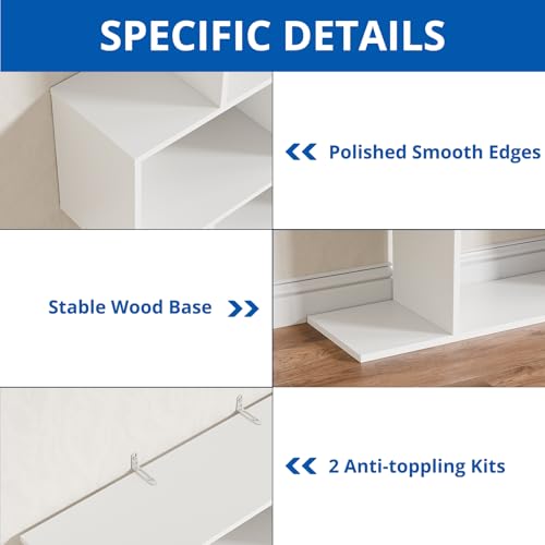 Cozy Castle Set of 2 Geometric Bookcase, S-Shaped Modern Bookshelf, Room Divider Bookshelf, 62" Tall Unique Abstract Bookcase with 5-Tier Display Shelf for Living Room Office, White & Black Cozy Castle