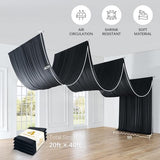 20ftx40ft Black Ceiling Curtain for Wedding Parties – 4 Panels Wrinkle-Free 40 FT Long Tent Draping Curtains for Wedding, Birthday & Theme Parties, 40ft Height with Rod Pocket Party Village