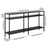 Henn&Hart 55" Wide Rectangular Console Table with Metal Shelves in Blackened Bronze, Entryway Table, Accent Table for Living Room, Hallway Henn&Hart