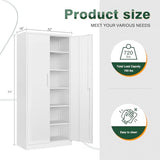 Letaya Metal White Storage Cabinet with Lock-71 Tall Metal Pantry Cabinets,5 Adjustable Shelves and Door for Home,Office,Kitchen,Warehouse,Utility Room(White) Letaya