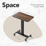 HUANUO Small Rolling Laptop Standing Desk, Height Adjustable Mobile T-Base Desk with Lockable Casters, Portable Sit-Stand Workstation for Bedside & Sofa, Walnut HUANUO