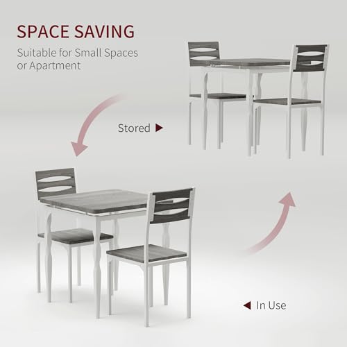GarveeHome Dining Table Set for 2, Dining Table and Chairs Set of 2, 3 Piece Dining Table Set with Spiral Table Legs for Small Spaces Kitchen Apartment, Wash Grey GarveeHome