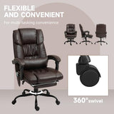 Vinsetto High Back Massage Office Chair with 6 Vibration Points, PU Leather Reclining Computer Chair, Ergonomic Desk Chair with Footrest Adjustable Height and Remote, Brown Vinsetto