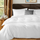 SONORO KATE 100% Egyptian Cotton Duvet Cover Queen Size, 1000 Thread Count Sateen Duvet Cover, Soft, Breathable Cotton Comforter Cover with Hidden Zipper Closure - 3 PC (White,Queen) SONORO KATE