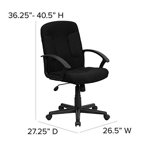 Flash Furniture Garver Mid-Back Black Fabric Executive Swivel Office Chair with Nylon Arms Flash Furniture
