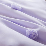 Caressma Lavender 4 Pieces Toddler Bedding Set - Lovely Pom Pom Tufted Comforter Set for Girls - Includes Purple Comforter, Fitted Sheet, Flat Sheet & Pillow Case Caressma