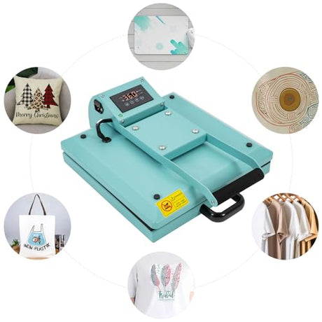 Heat Press Machine, Digital Industrial Heating Press Tool, Transfer Sublimation Print Press Equipment, 15" x 15" T-Shirt Heat Press Machine, Clamshell Heat Press Tool for Bags Mouse Pads Hat SHIPUNAYE