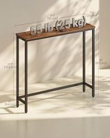 VASAGLE Console Table, Entryway Table, One Piece Top, Easy Assembly, for Hallway, Bedroom, Living Room, 1 Tier, 7.9 x 31.5 x 32 Inches, Rustic Brown and Ink Black ULNT035KD01S VASAGLE