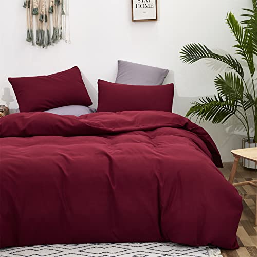 Luxlovery Burgundy Comforter Set Twin Maroon Dark Red Bedding Comforter Set Wine Red Soft Breathable Durable Blanket Quilts 3 Piece Burgundy Bedding Set for Teens Kids Twin Bed Luxlovery