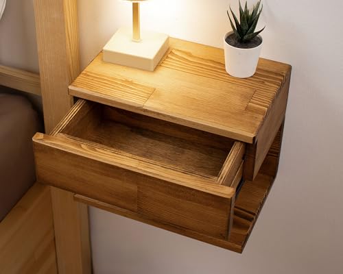 WOODCHES Floating Nightstand Side Accent or End Table with Storage Drawer, Wood Bedside Shelf, Handmade Floating Table (CAPE TOWN) - WoodArtSupply