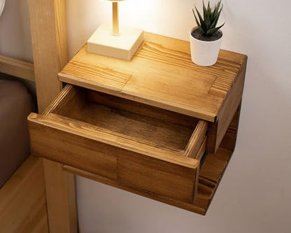 WOODCHES Floating Nightstand Side Accent or End Table with Storage Drawer, Wood Bedside Shelf, Handmade Floating Table (CAPE TOWN) - WoodArtSupply