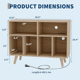 IDEALHOUSE Record Player Stand with Vinyl Storage, 39.5in Large Vinyl Record Holder Player Cabinet Wood Turntable Stand Up to 350 Albums with Charging Station for Living Room, Natural IDEALHOUSE