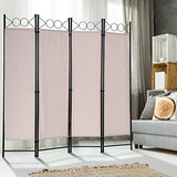 4 Panel Room Dividers Folding Privacy Screens, 68 Inch Tall Steel Frame & Fabric Surface Room Seperating Wall Divider, Portable Freestanding Room Partitions for Living Room Bedroom, Tan Dkelincs