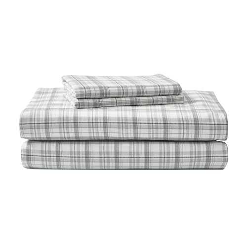 Eddie Bauer - Flannel Sheets King Size, Anti-Pilling & Wrinkle Resistant Cotton, Touchably Soft for All-Season Comfort - Bed Sheets with Matching Pillowcases & Fitted Sheet (Beacon Hill Ivory)