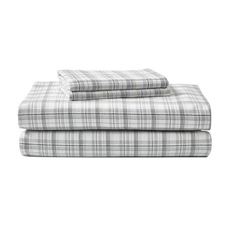 Eddie Bauer - Flannel Sheets King Size, Anti-Pilling & Wrinkle Resistant Cotton, Touchably Soft for All-Season Comfort - Bed Sheets with Matching Pillowcases & Fitted Sheet (Beacon Hill Ivory) Eddie Bauer