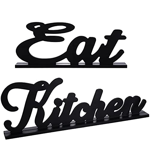 2 Pieces Eat Sign for Kitchen Wood Word Decorative Table Sign Rustic Farmhouse Wooden Table Sign Decoration Country Decorative Wooden Letters for Kitchen Home Living Room Decor - WoodArtSupply