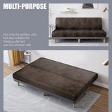 molasofa Leather Like Stretch Futon Slipcover Armless Futon Bed Sofa Cover Furniture Protector with Elastic Bottom, Soft and Washable Futon Cover for Sofa Bed Stay in Place（Larger，Dark Brown） molasofa