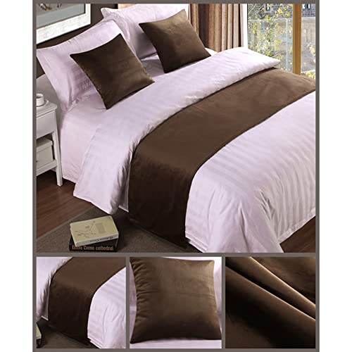 TTiiLoe Bed Runners Single Soft Velvet Decor Bedding Cover Brown Luxury Bedspread Bed Runners for Foot of Bed Bed Scarf Bed End Towel for Hotel Bedroom Wedding Room, 180x50cm TTiiLoe