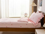 Aimuan Zipper Bedding Pink Bow Printed on Rainbow Comforter Set Set Bowknot Twin Princess Kids Zippered Bedding Set Ultra Soft (Pink-Colorful, Twin) Aimuan