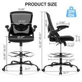 Drafting Chair, Tall Office Chair for Standing Desk, Ergonomic Standing Desk Chair with Flip-up Armrests, Counter Height Office Chair with Footrest and Adjustable Lumbar Support Chair Store