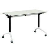 Conference Table,Modern Office Folding Flip Top Mobile Training Table The Table with Wheels is Convenient and Fast,Suitable for Office,Meeting Room,classr White,1pack(47.2×23.6×29.5in) UDHSV
