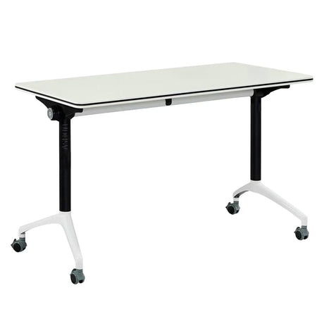 Conference Table,Modern Office Folding Flip Top Mobile Training Table The Table with Wheels is Convenient and Fast,Suitable for Office,Meeting Room,classr White,1pack(47.2×23.6×29.5in) UDHSV