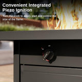 EAST OAK 28'' Propane Fire Pit Table, 50,000 BTU Steel Gas FirePit for Outdoor, Outside Patio Deck and Garden, CSA Certified Fire Table with Magnetic Lid, Cover-Storage Basket and Lava Rock , Black EAST OAK