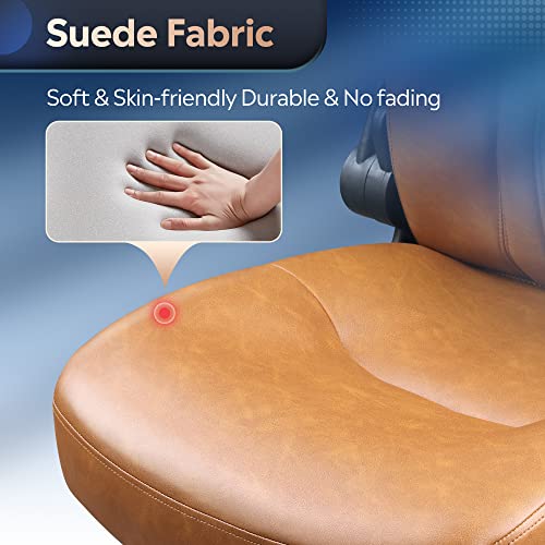 DEVAISE Executive Chair Computer Office Chair, High Back Ergonomic Desk Chair with Adjustable Flip-up Armrests, Lumbar Support and Thick Headrest, Brown DEVAISE