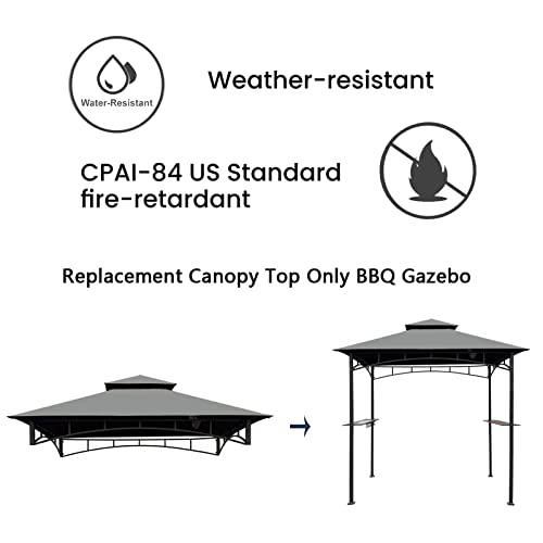 Tanxianzhe Grill Gazebo Replacement Canopy Top Cover 5×8 Double Tiered BBQ Roof ONLY FIT for Gazebo Model L-GG001PST-F (Gray)