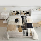 Feelyou Black Gold Comforter Set All Season Modern Minimalist Bedding Set with 2 Pillow Cases Geometric Line Microfiber Kids King Bedclothes Bedroom Decor Duvet Quilt Breathable Soft Lightweight Feelyou