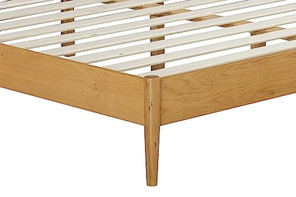 NTC Lupin Rustic Oak Wooden Bed Frame with Silent Slats and Headboard - 1000 Lb Capacity - WoodArtSupply