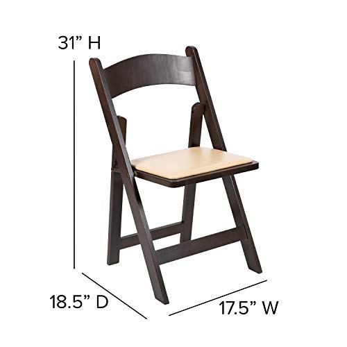 EMMA + OLIVER Chocolate Wood Folding Chair with Detachable Vinyl Padded Seat - WoodArtSupply