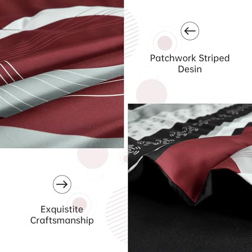 Anibedding Burgundy Comforter Set King Size,8 Pieces Bed in a Bag Patchwork Striped Bedding Sets,Boho Soft Microfiber Bedding Set for All Season(104"×90") Anibedding