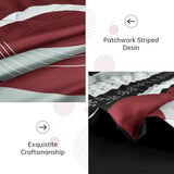 Anibedding Burgundy Comforter Set King Size,8 Pieces Bed in a Bag Patchwork Striped Bedding Sets,Boho Soft Microfiber Bedding Set for All Season(104"×90") Anibedding