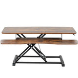 VIVO 42 inch Desk Converter, K Series, Height Adjustable Sit to Stand Riser, Dual Monitor and Laptop Workstation with Wide Keyboard Tray, Rustic Vintage Brown Top, Black Frame, DESK-V042KN VIVO