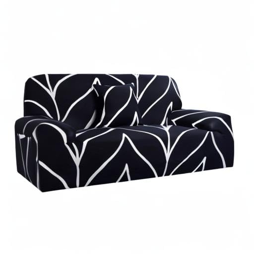 uxcell Stretch Sofa Cover Printed Couch Slipcover for Sofas Loveseat Armchair Living Room Universal Furniture with One Pillowcase (Black White Branches, Large) uxcell