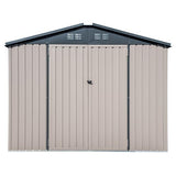 Metal Outdoor Galvanized Steel Storage Shed with Lockable Doors for Backyard or Patio Storage of Bikes, Grills, Supplies, Tools, Toys, for Lawn, Garden, and Camping, Tan (8x6) Cover-It