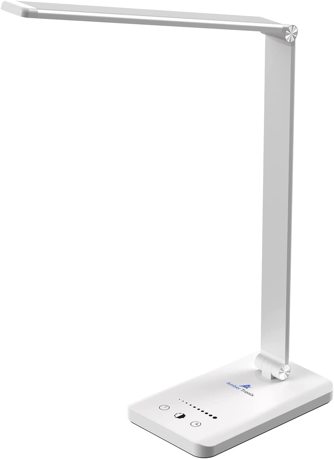 Ambertronix LED Desk Lamp with USB Charging Port, Dimmable Eye-Caring Reading Desk Light for Home, with 5 Brightness Level & 3 Lighting Modes, Touch Control, Auto Timer (White) Ambertronix