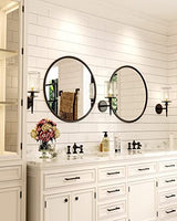 Growsun 24'' Black Round Mirror, Circle Wall Mirror for Bathroom Vanity, Entryway Living Room with Metal Frame for Home Decor Growsun