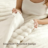 Bedsure Gentlesoft 2-in-1 Queen Comforter Set and Detachable Fluffy Blanket, Cream White Bedding Set for All Season Use, SnapTech Design for Space Saving (Includes 2 Pillow Shams, 2 Pillowcases) Bedsure