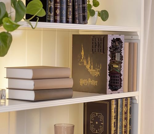 Revell Book Nook Kit Harry Potter - Diagon Alley Miniature DIY Kit 9" Booknook 3D Wooden Puzzle with LED Light Bookshelf Décor Gift for Adults Women Men