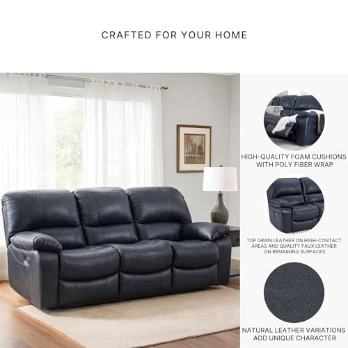 Signature Design by Ashley Leesworth Modern Power Reclining Sofa with USB Charging Ports, Blue Signature Design by Ashley