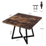 Tribesigns Square Dining Table Set of 6, 31.5" Farmhouse Dinner Table with Metal Base, Wood Kitchen Table for Dining Room, Small Space, Apartment, Rustic Brown & Black Tribesigns