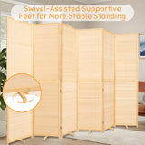 JVVMNJLK Room Divider, 6 FT Tall Folding Privacy Screen, Partition Divider for Room Separation, Portable Freestanding Wall Divider for Room, Bamboo Mesh Woven Design, Brown (Beige, 6-Panel 67”) JVVMNJLK