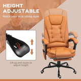 Vinsetto 7-Point Vibrating Massage Office Chair, High Back Computer Chair with Lumbar Support, Footrest, Reclining Back, Adjustable Height, Light Brown Vinsetto