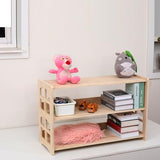 Montessori-Inspired 3-Tier Wooden Bookshelf and Toy Organizer for Kids' Rooms FDHUIJIA