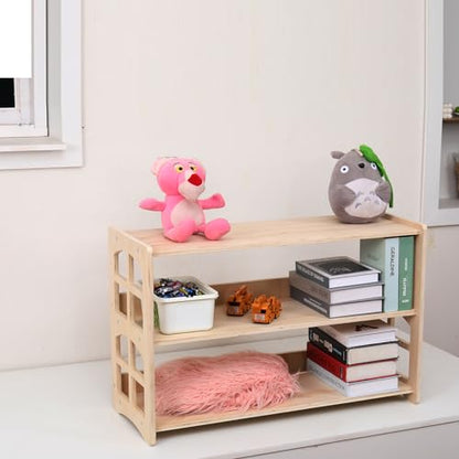 FDHUIJIA Montessori Bookshelf Toy Shelf Kids Storage Organizer for Toys Book Shelves for Kids Room Sturdy and Safe Toddler Wood Classroom Furniture Bookcases (3Tier)