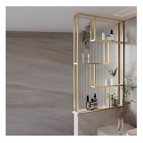 GRRICEPL Room Divider Wall Privacy Panels, Bathroom Entryway Privacy Screen, Translucent Glass Room Divider, Entryway Partition Separator, for Hotel Restaurant(Gold,80x120 cm) GRRICEPL