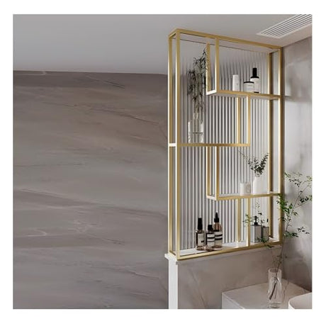 GRRICEPL Room Divider Wall Privacy Panels, Bathroom Entryway Privacy Screen, Translucent Glass Room Divider, Entryway Partition Separator, for Hotel Restaurant(Gold,80x120 cm) GRRICEPL